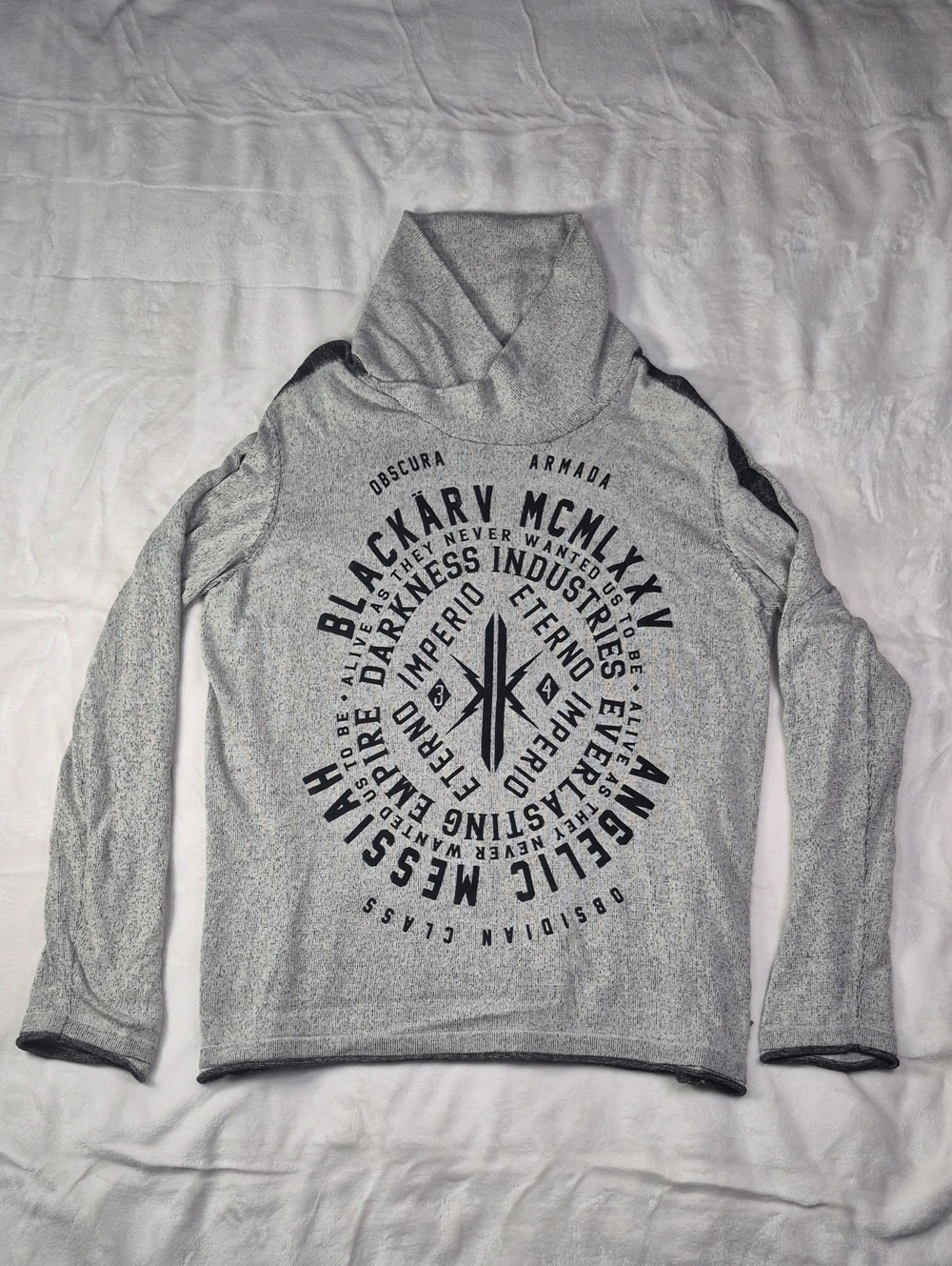 Blackarv Gray Turtleneck Graphic Sweater